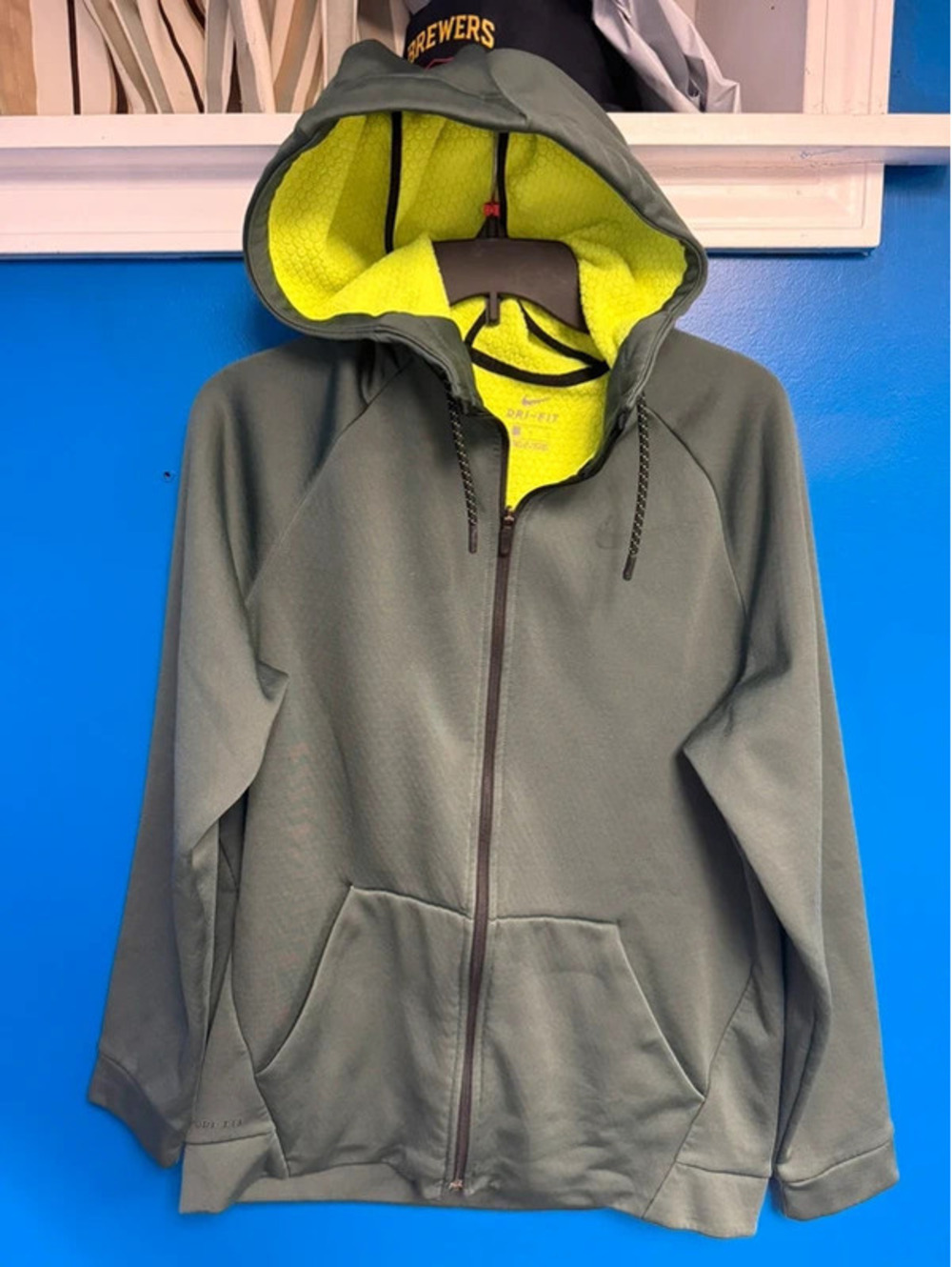Nike Dri-FIT Thermal Full Zip Hoodie Olive Green Neon